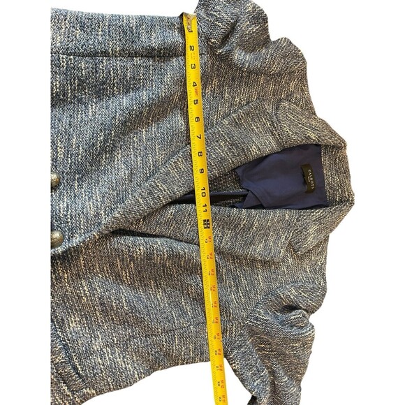 Talbots Blue Tweed Barleycorn Long Sleeve Double Breasted Career Blazer 12P - Picture 8 of 9